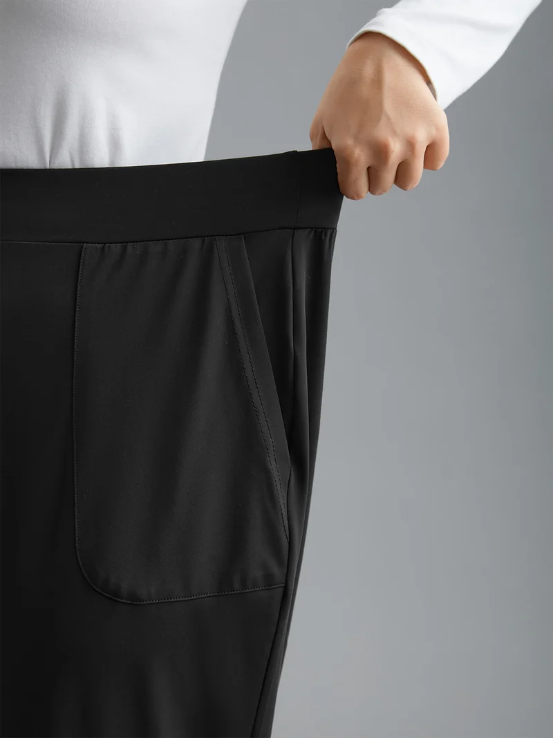 Elastic Waist Mid-Rise Yoga Jogger Pants