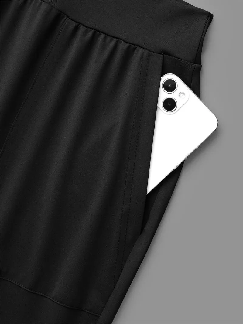 Elastic Waist Mid-Rise Yoga Jogger Pants