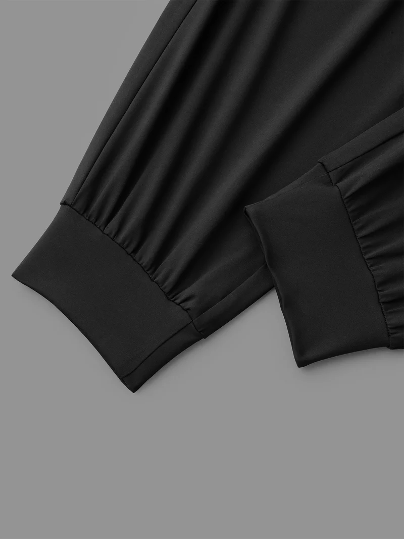 Elastic Waist Mid-Rise Yoga Jogger Pants