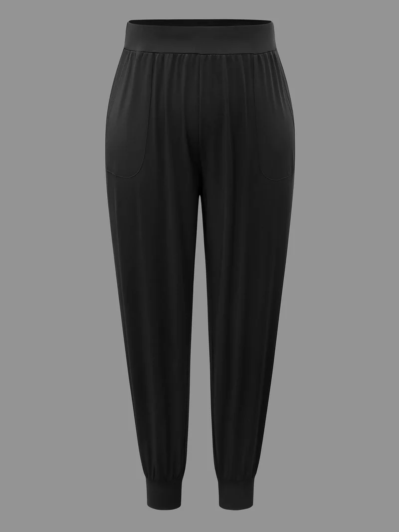 Elastic Waist Mid-Rise Yoga Jogger Pants