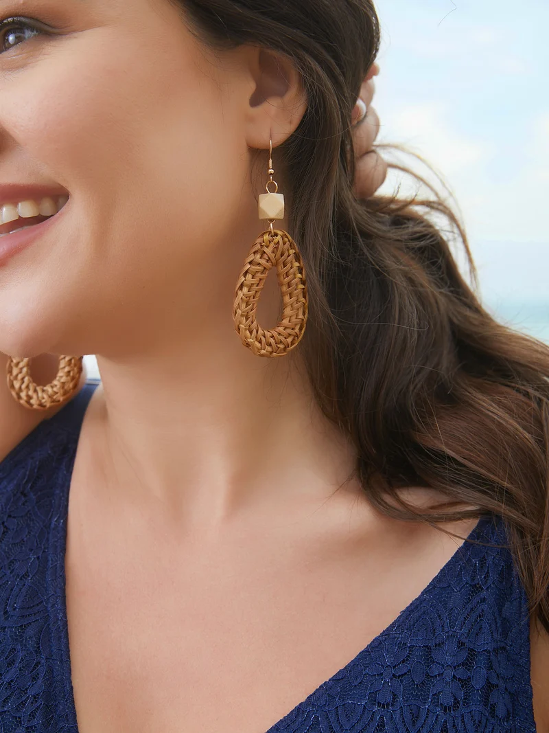 Rattan Woven Vintage Vacation Style Earrings