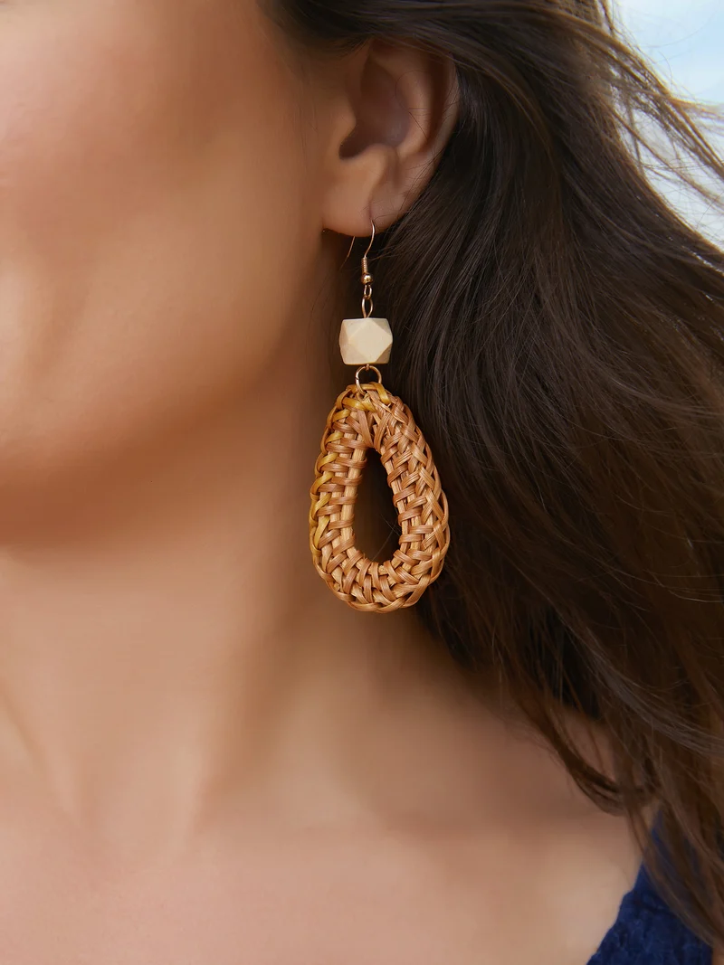 Rattan Woven Vintage Vacation Style Earrings