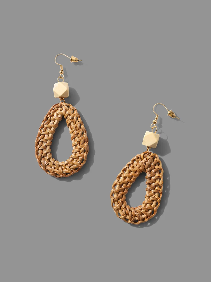 Rattan Woven Vintage Vacation Style Earrings