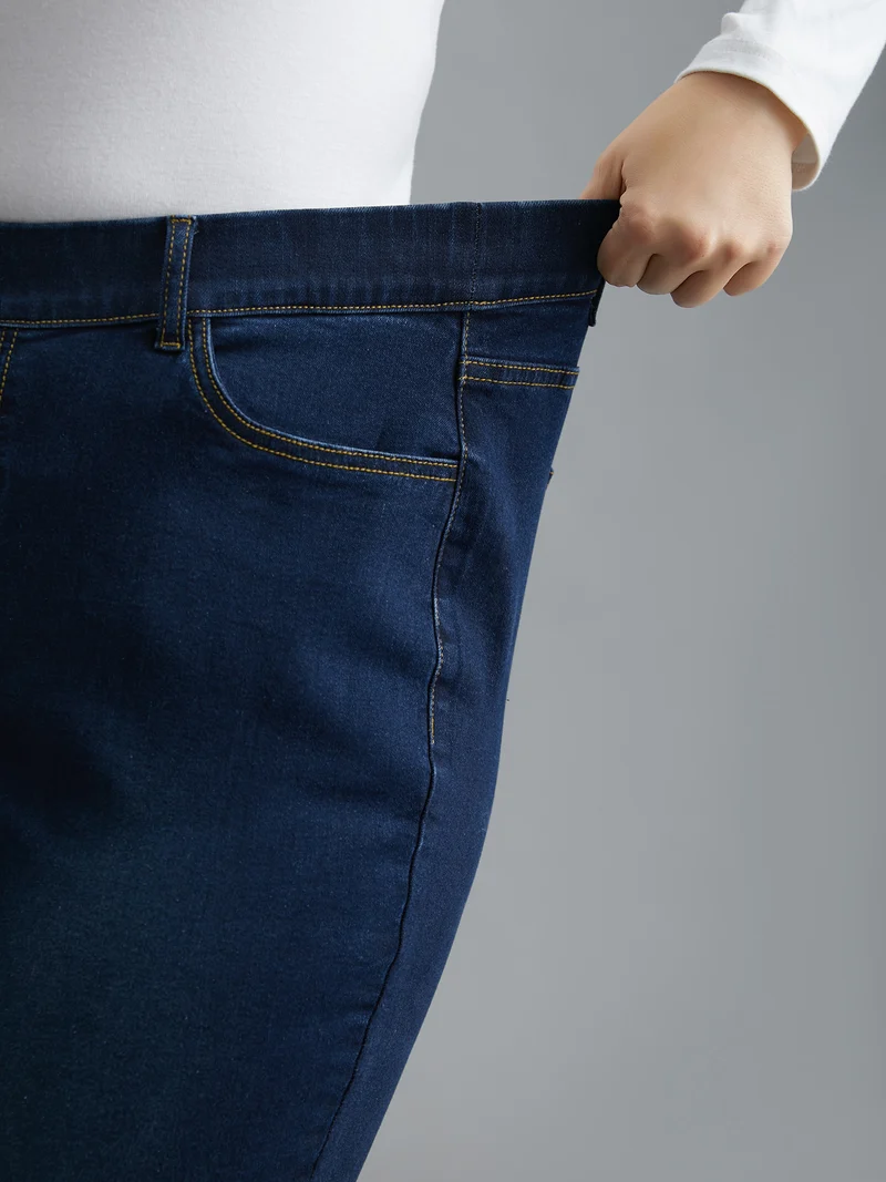 Elastic Waist Mid Rise Skinny Jeans