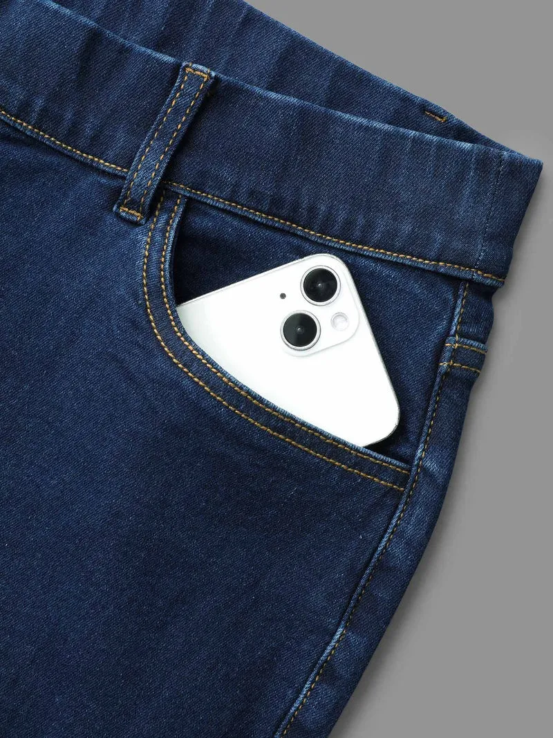 Elastic Waist Mid Rise Skinny Jeans