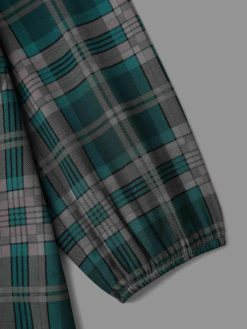Plaid Pattern Chest Pocket Blouse