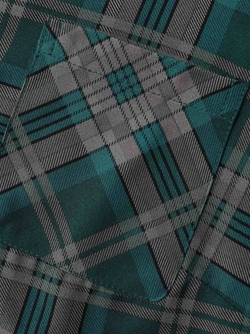 Plaid Pattern Chest Pocket Blouse
