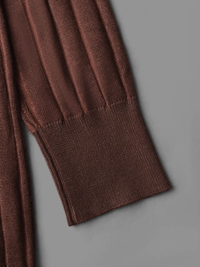 Textured Ribbed Hem Round Neck Pullover