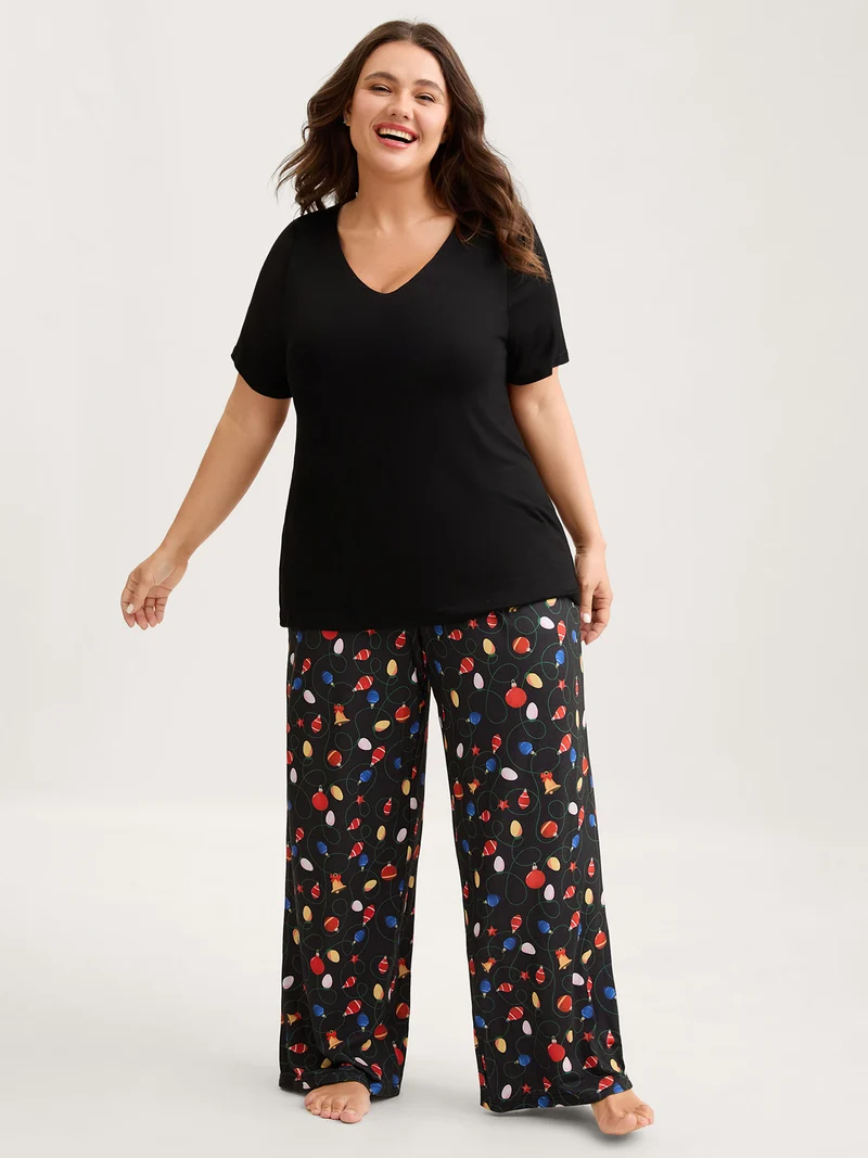 Bulb Print Drawstring Lounge Bottoms