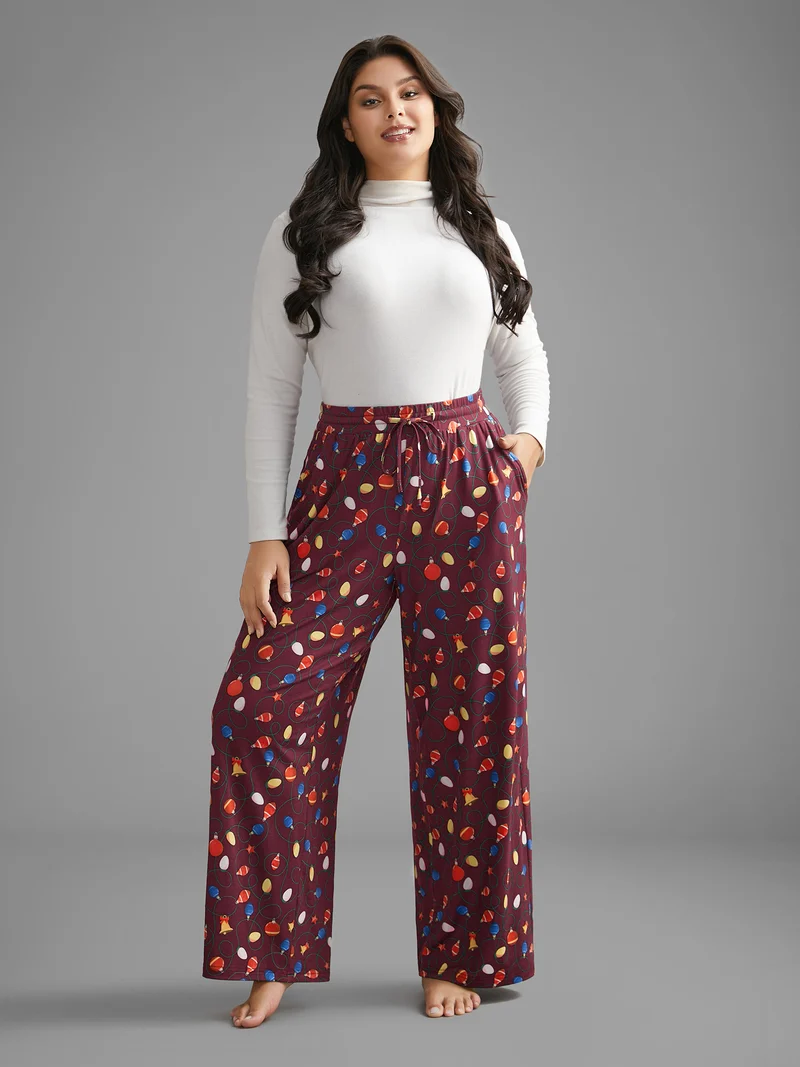 Bulb Print Drawstring Lounge Bottoms