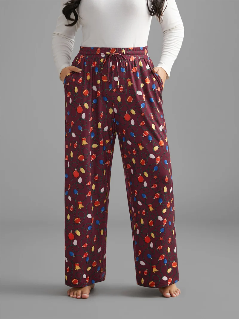 Bulb Print Drawstring Lounge Bottoms
