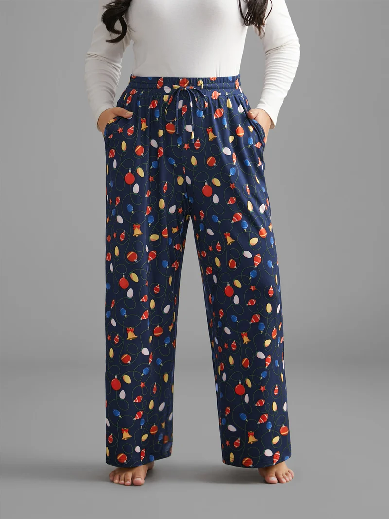 Bulb Print Drawstring Lounge Bottoms