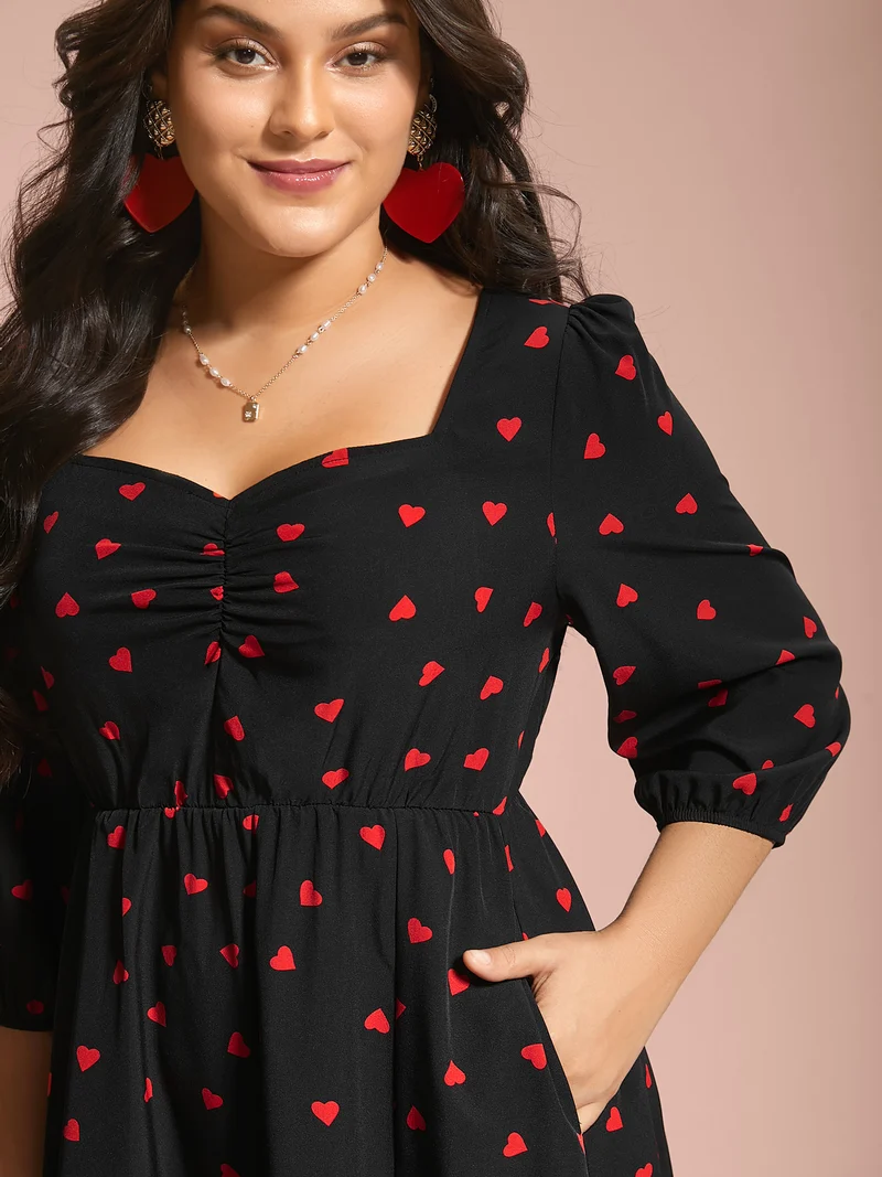 Sweetheart Neckline Side Slit Midi Dress