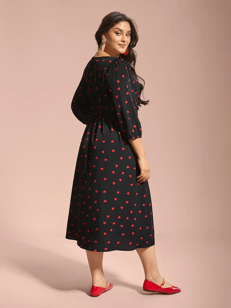 Sweetheart Neckline Side Slit Midi Dress