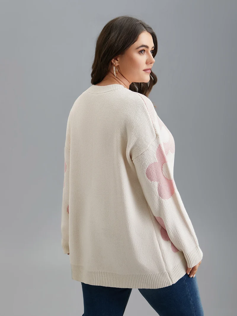Round Neck Floral Pattern Pullover