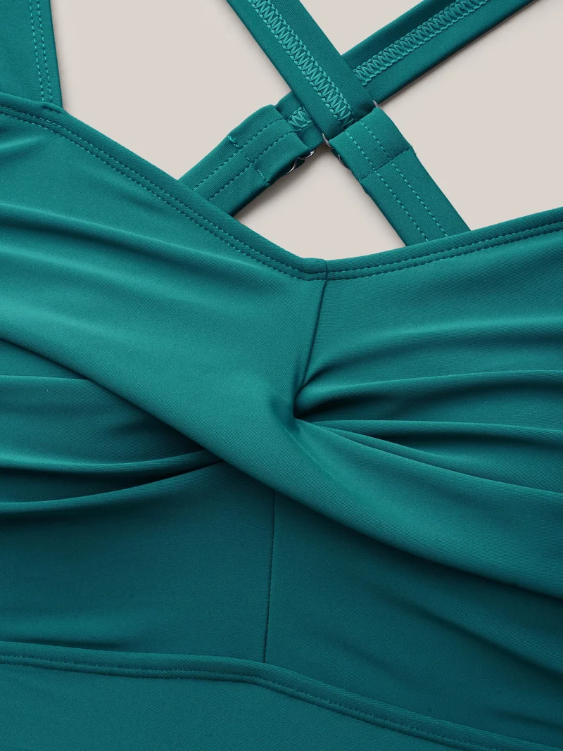 Twist-Front Ruched Adjustable One-Piece Swimsuit