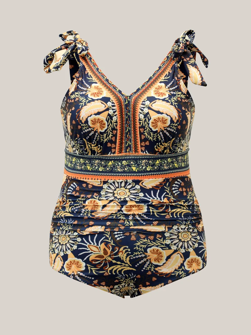 Boho Print Adjustable Tie One-Piece Swimsuit