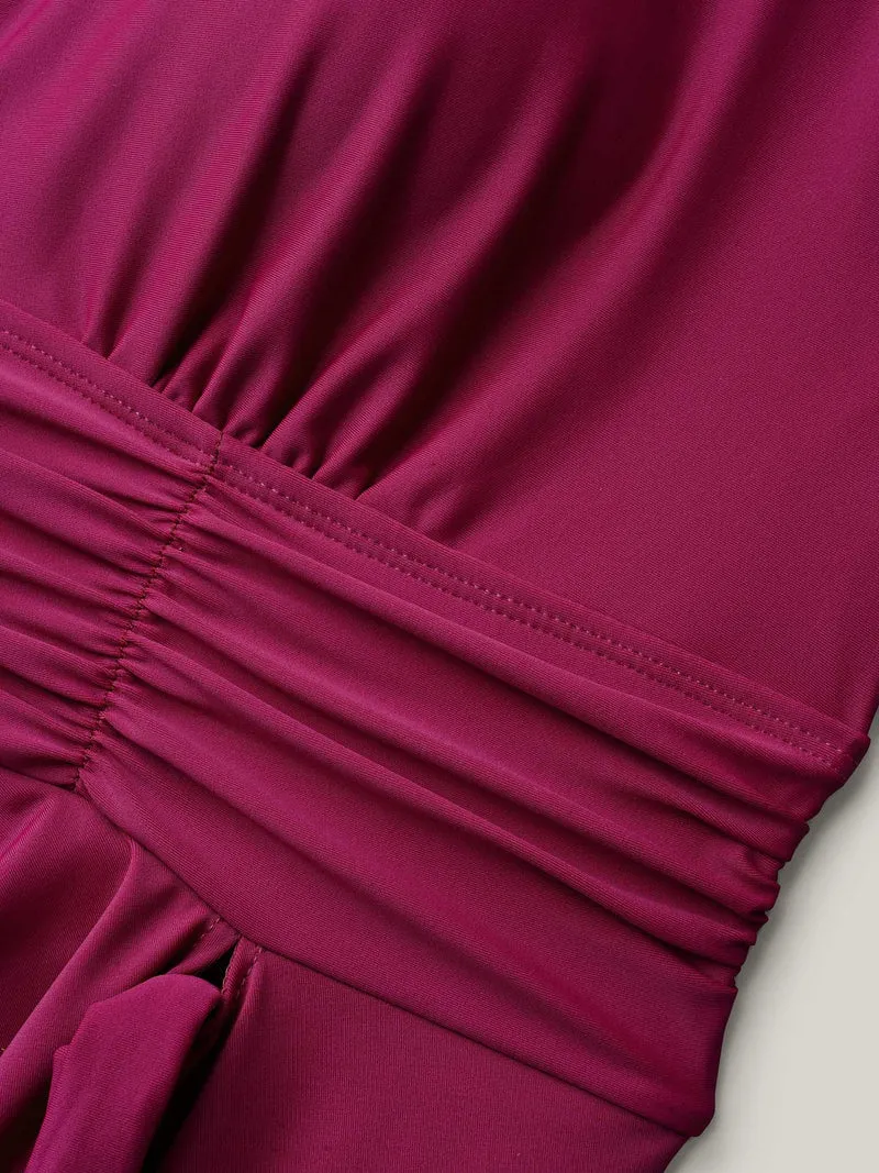 Ruched Side-Tie Adjustable Swim Dress
