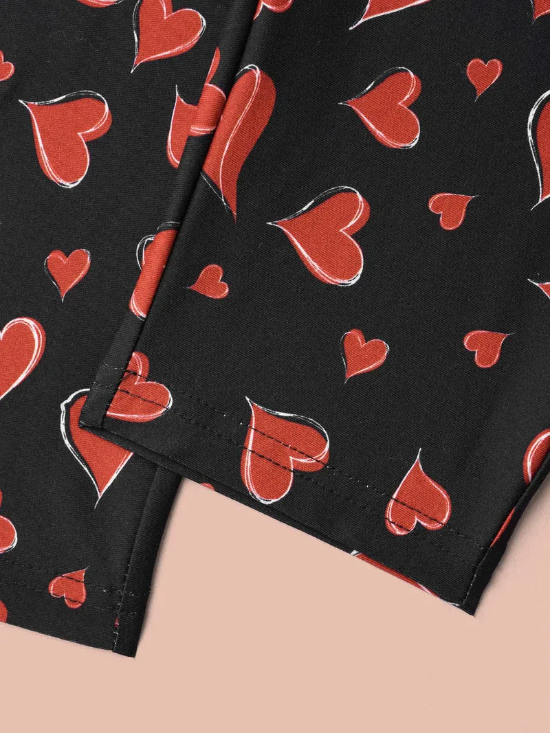 Hearts Print Skinny Fit Pocket Pants