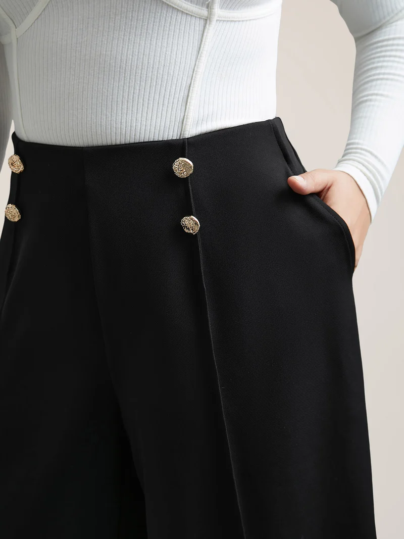 No-Gap Waist Seamed Side Button Pants