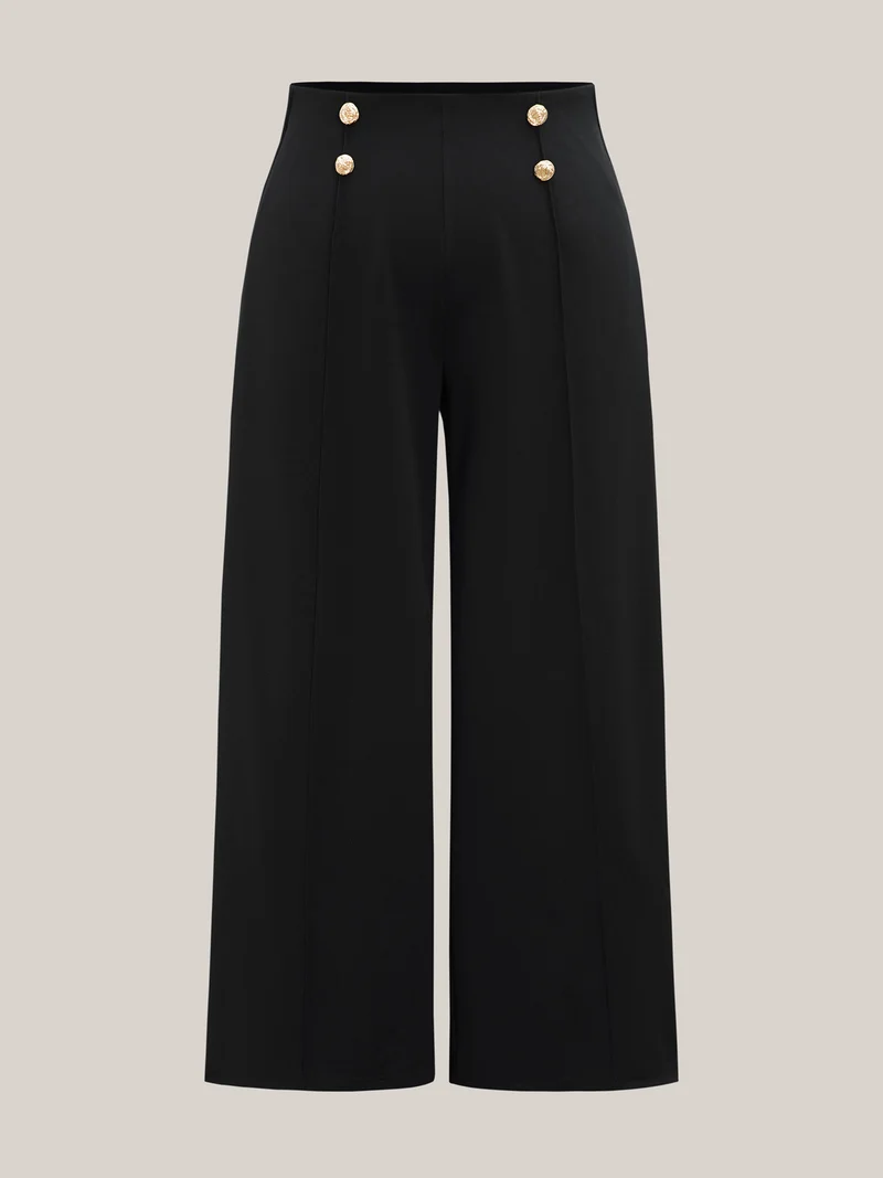 No-Gap Waist Seamed Side Button Pants