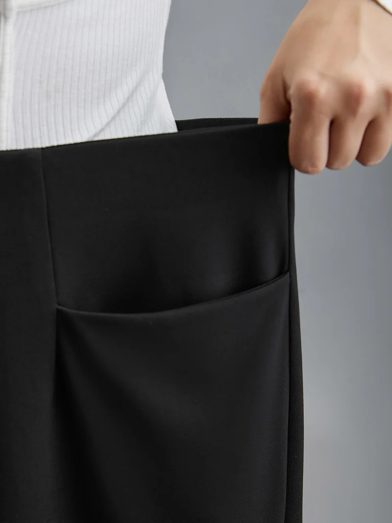 Solid Pleated Wide-Leg Pants