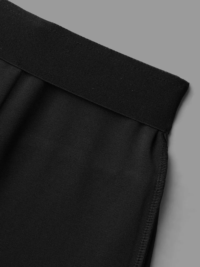 Solid Pleated Wide-Leg Pants