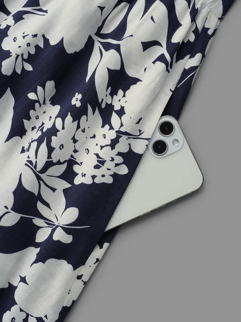 Floral Surplice Neck Petal Sleeve Midi Dress