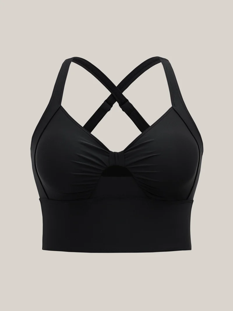 Cut-Out Twisted-Front Swim Top