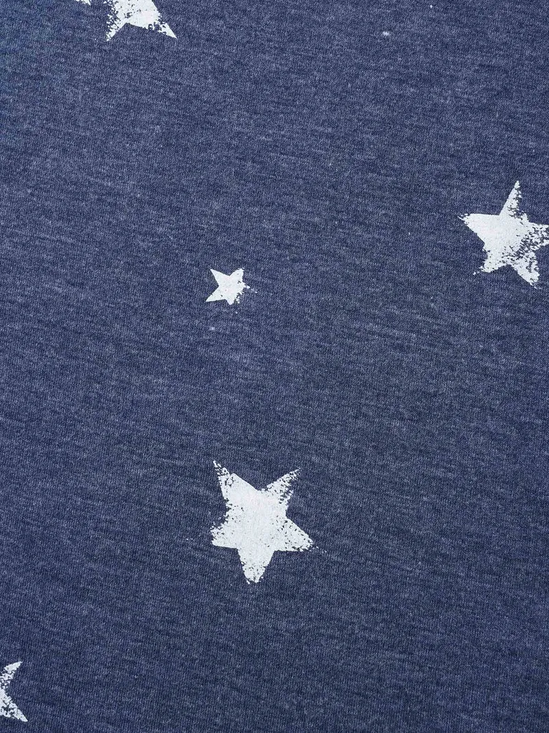 Star Print Crisscross Cut-Out T-Shirt