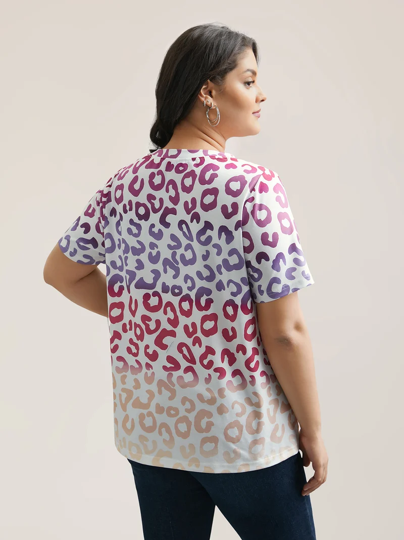 Multi-Color Print Stretchy T-Shirt