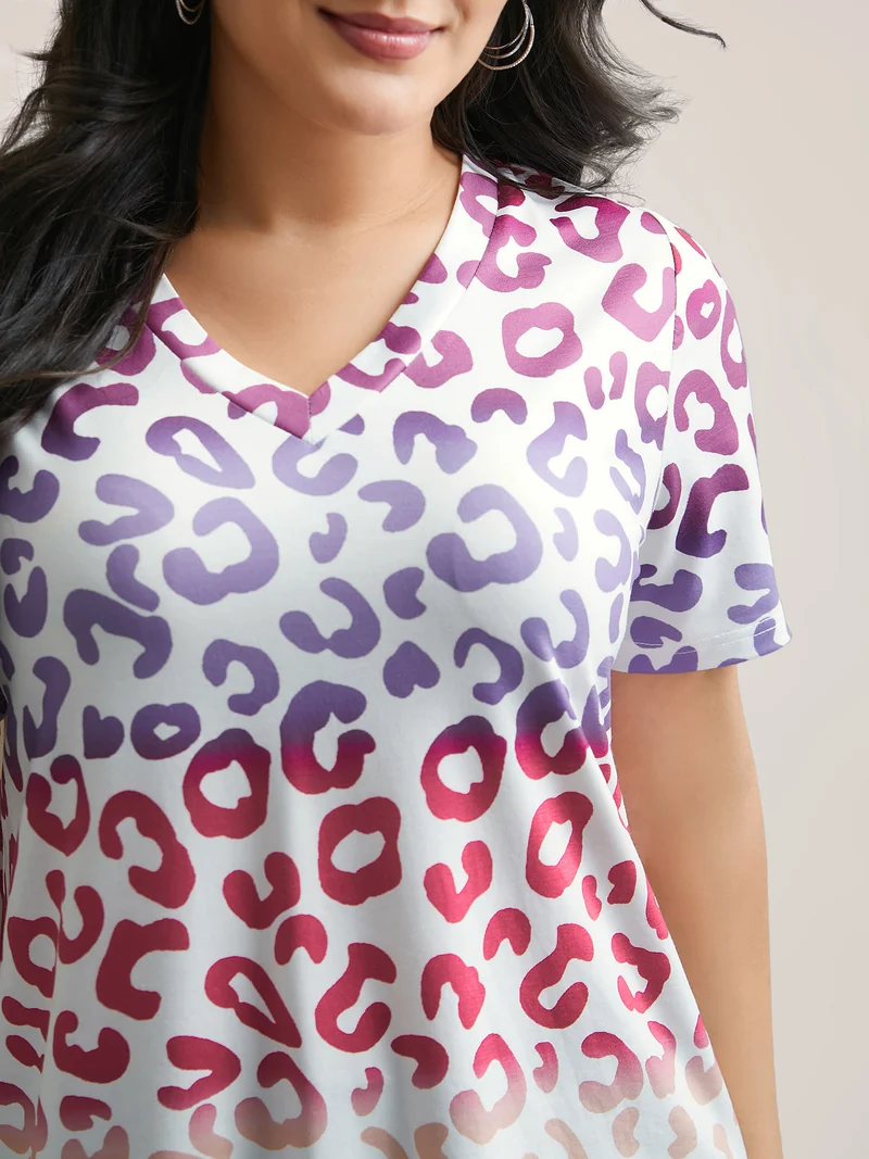 Multi-Color Print Stretchy T-Shirt