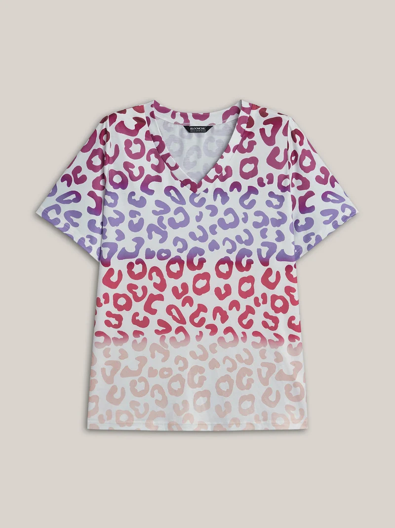 Multi-Color Print Stretchy T-Shirt