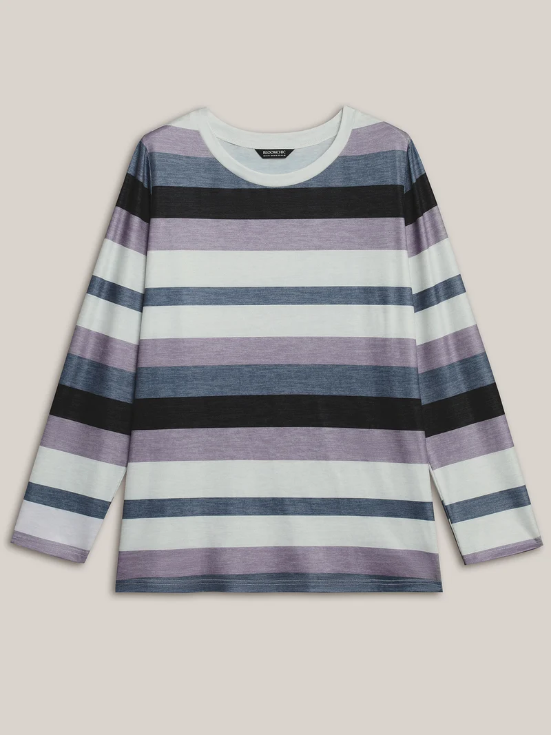 Multi-Color Stripes Stretchy T-Shirt