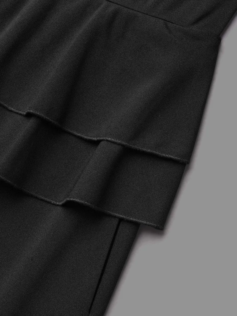 Ruffle Trim Button Front Midi Dress