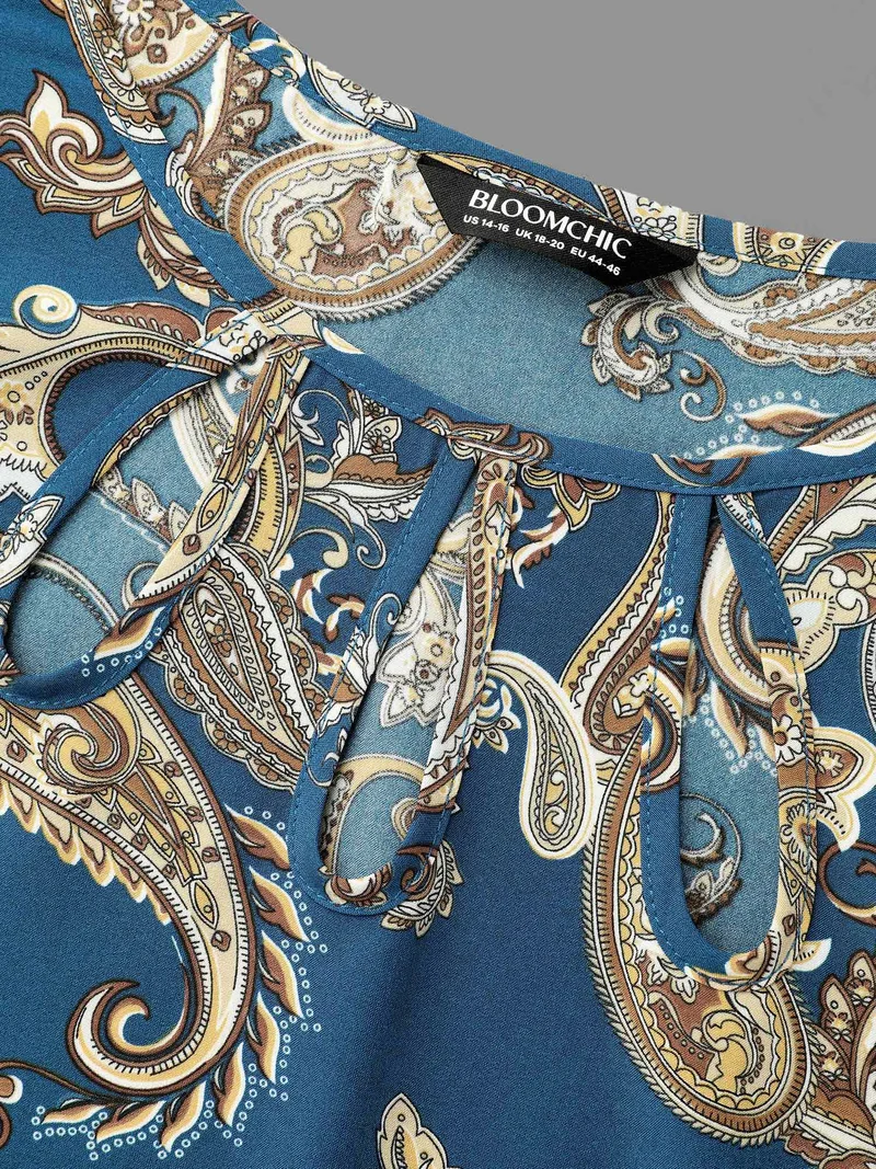 Round Neck Paisley Cut Out Blouse