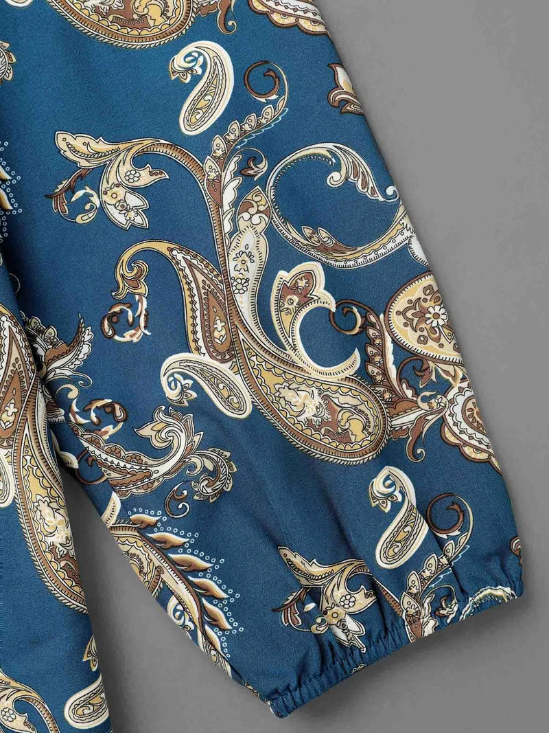 Round Neck Paisley Cut Out Blouse