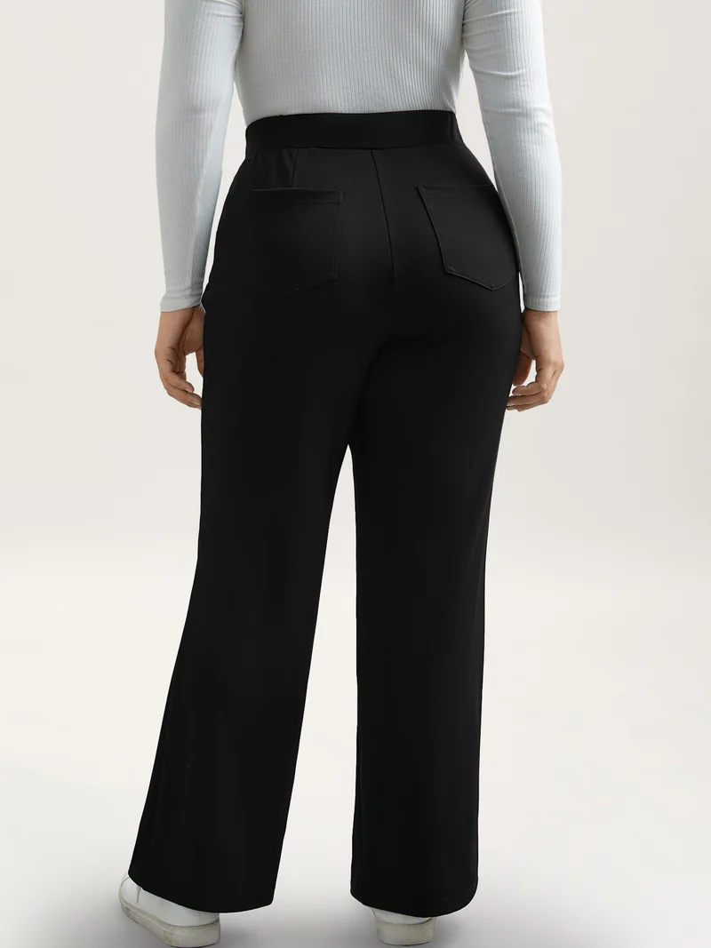 Stretchy Waist Pockets Flared Pants