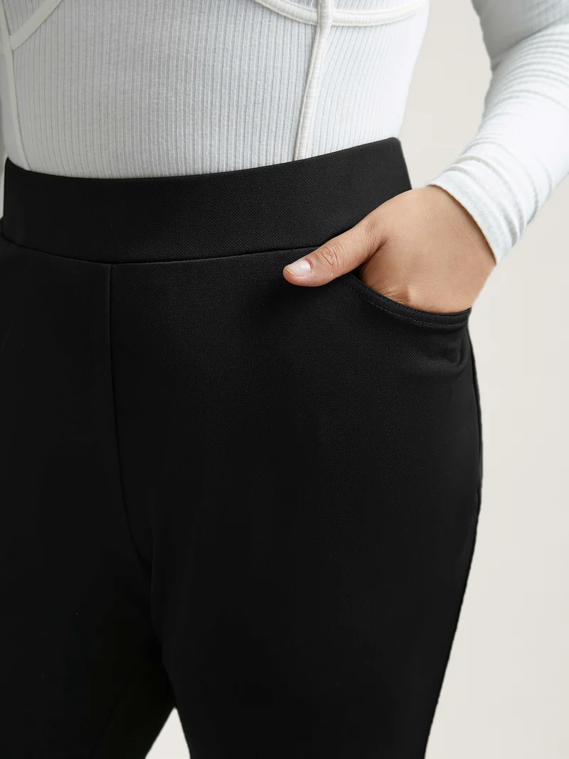 Stretchy Waist Pockets Flared Pants