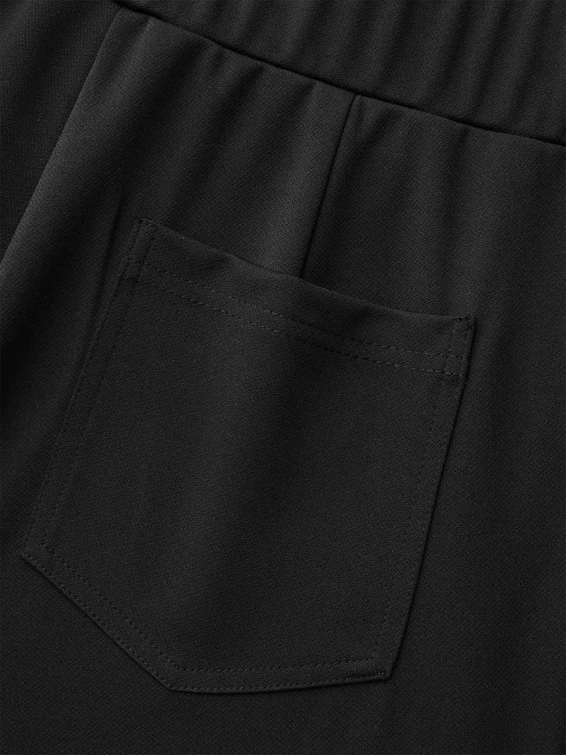 Stretchy Waist Pockets Flared Pants