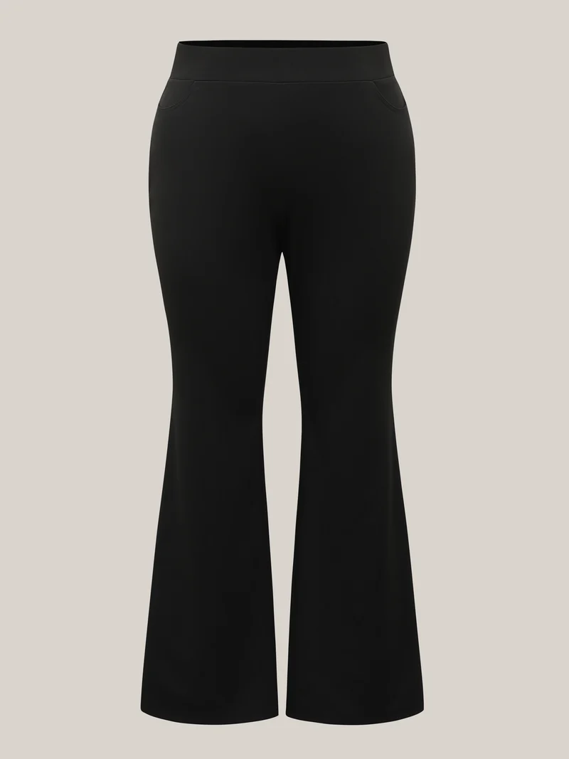 Stretchy Waist Pockets Flared Pants