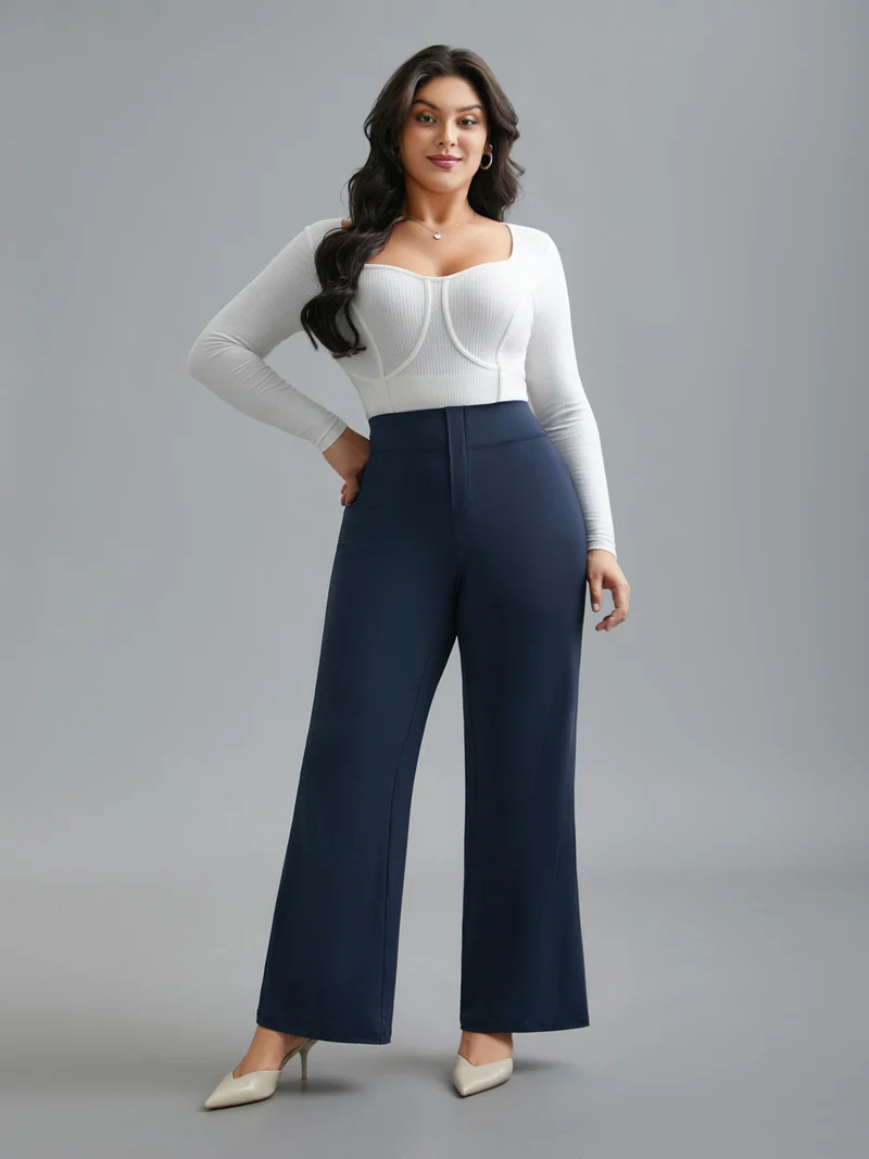 Stretchy Waist Plain Bootcut Leggings