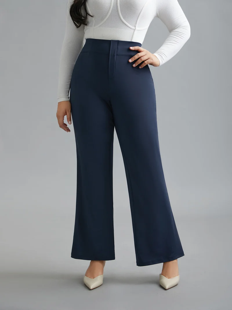 Stretchy Waist Plain Bootcut Leggings