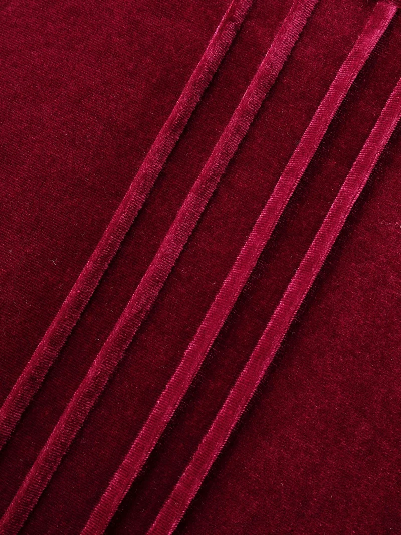 Plain Round Neck Gathered Velvet Blouse