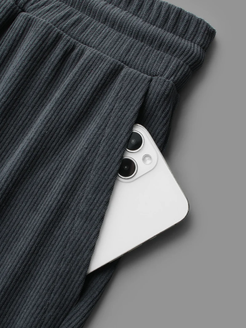 Plain Drawstring Slant Pocket Roll Hem Pants