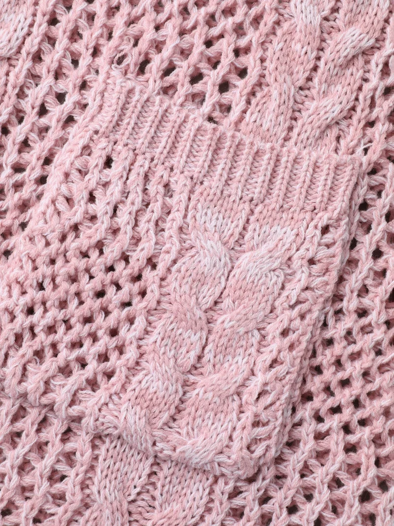 Cut-Out Crochet Textured Open-Front Cardigan