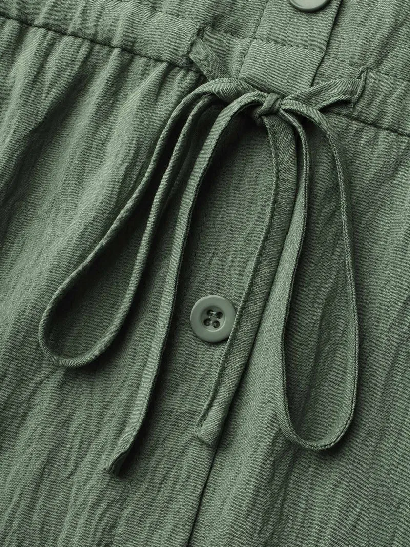 Shirt Collar Tie-Waist Drop Dress