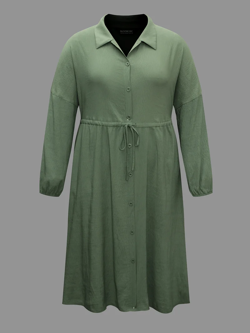 Shirt Collar Tie-Waist Drop Dress