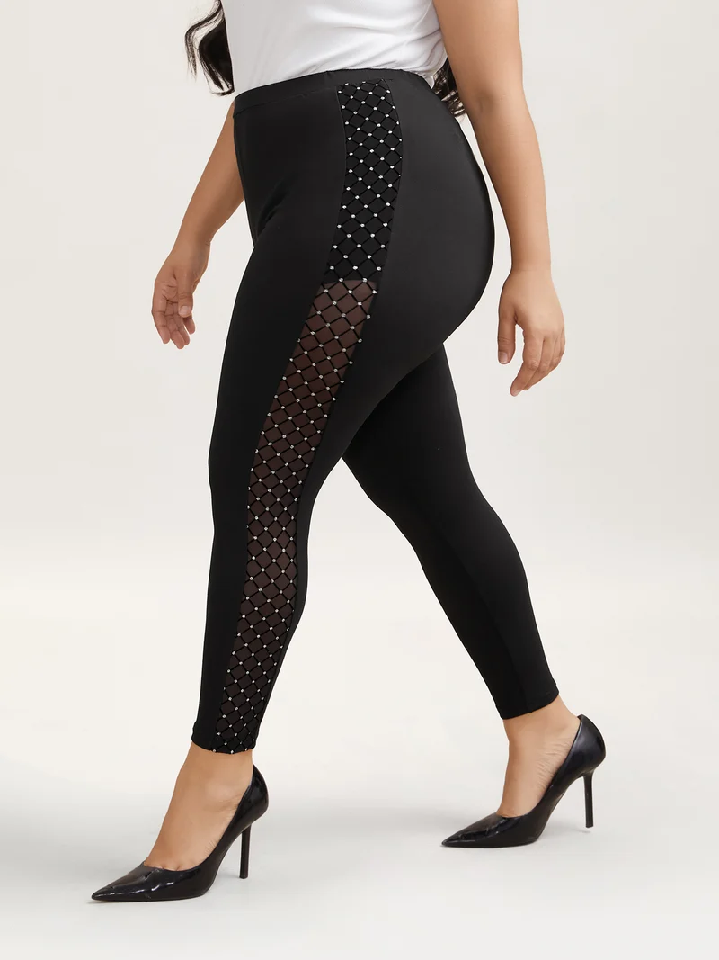 Mesh Spliced Skinny-Fit Leggings