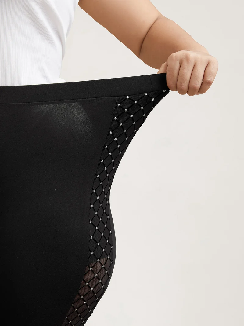 Mesh Spliced Skinny-Fit Leggings